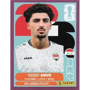 Panini Fifa World Cup 2026 Sticker PURPLE BORDER PARALLEL Youssef Amyn IRQ 14
